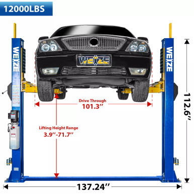 WEIZE 12000lbs 2 Post Car Lift with 220V 4HP Motor