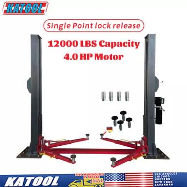 Katool 12000 Lbs Two Post Auto Lift 4HP Single Lock Release 2-Post Car Lift